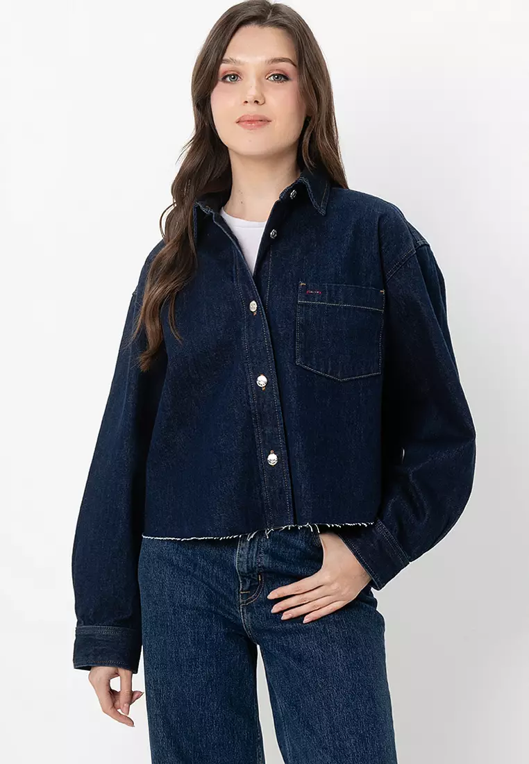 Buy Tommy Hilfiger Cropped Denim Shirt Jacket Tommy Jeans 2025