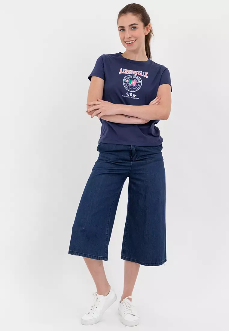 Ladies Graphic Logo Tee Naval Academy Blue