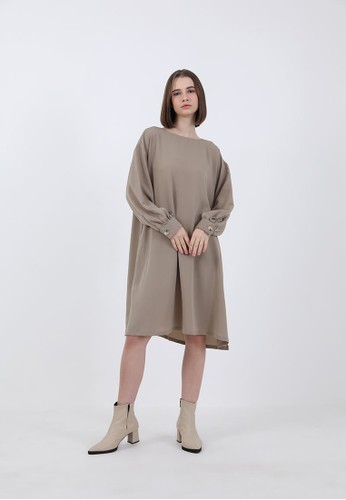 Jual Berrybenka Label Gia Loose Dress Light Brown Original ...