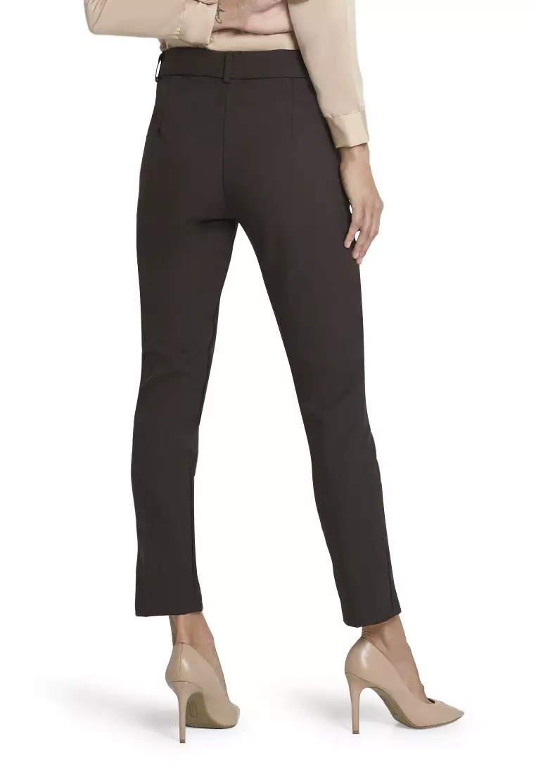 Garwyn Celana Kerja Long Pants Bawahan Wanita Formal Premium Quality - Coklat Tua