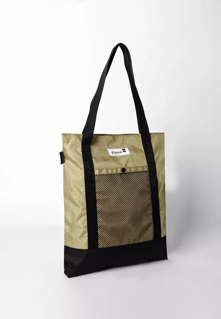 Pamole Totebag Tas Wanita Pria Penutup Resleting - Reta Series - Khaki