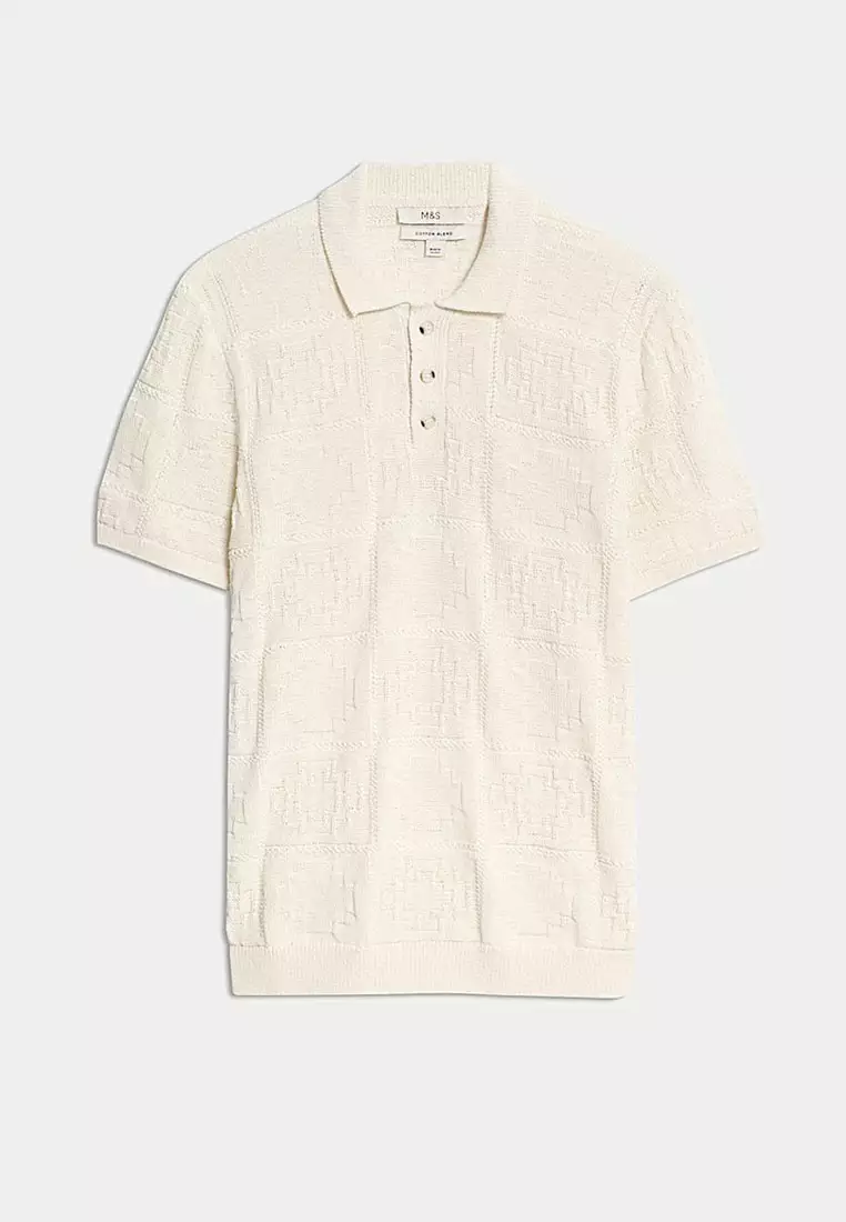 Cotton Blend Knitted Polo Shirt