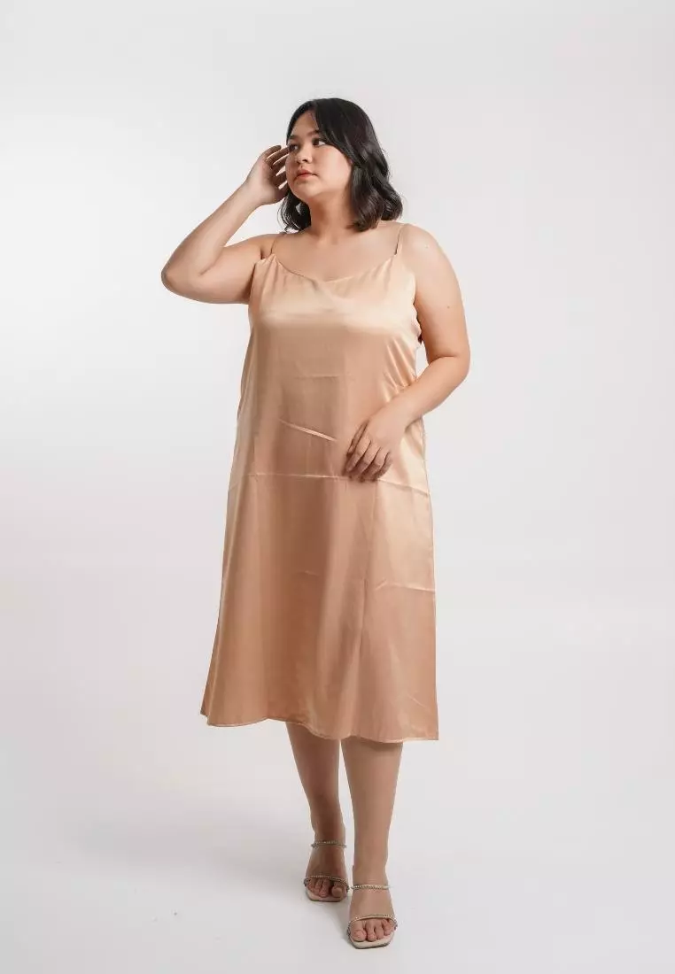 Plus Size Dress Soie Nude Peach