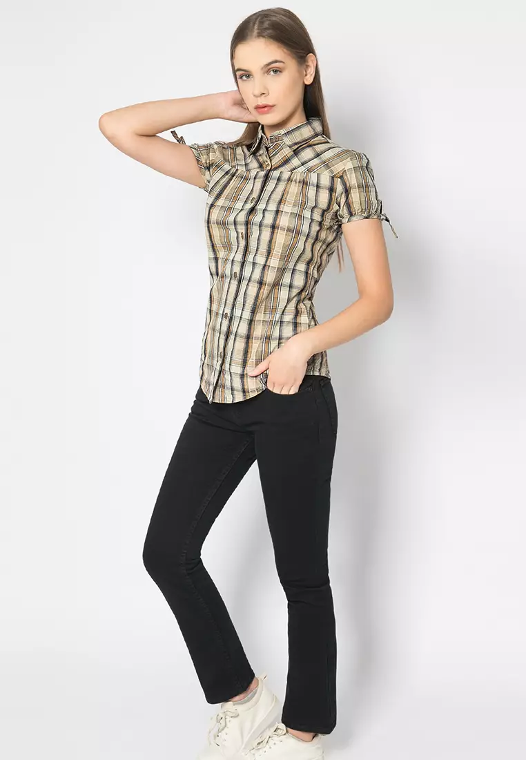 LGS - Kemeja Wanita Lengan Pendek - Kotak-Kotak - Warna Kombinasi - LLSH.380.SL806.010.7C