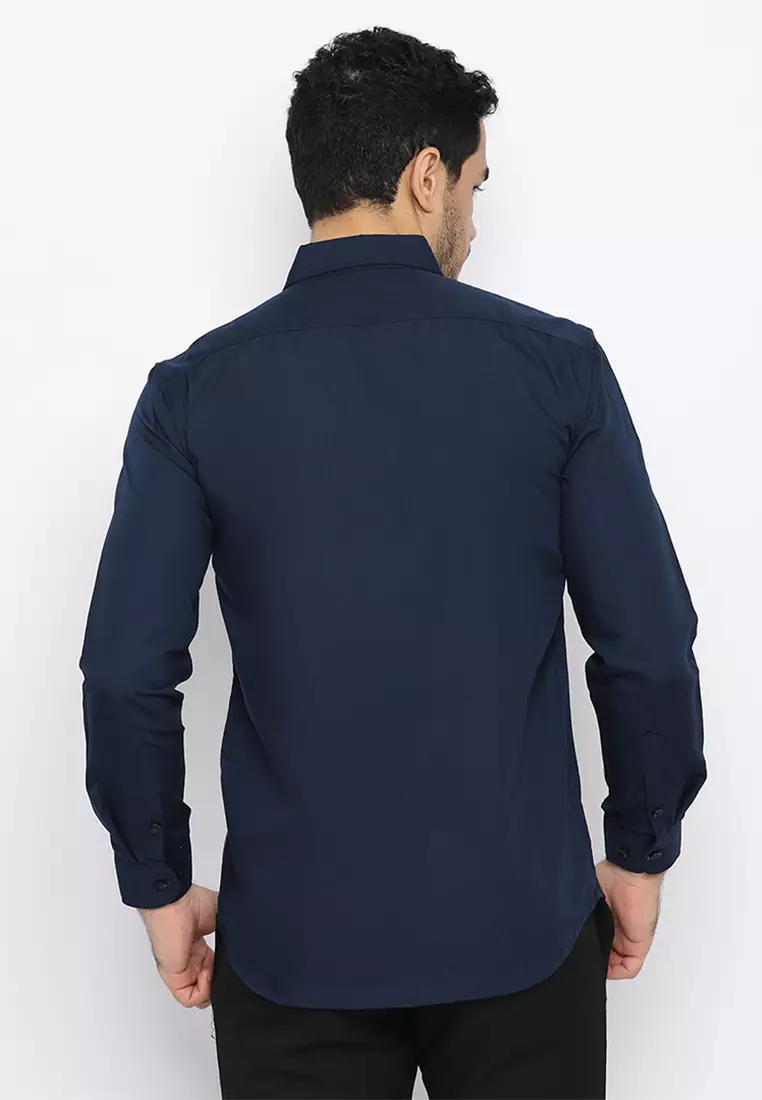 Enzy Basic Oxford Long Sleeve - Navy