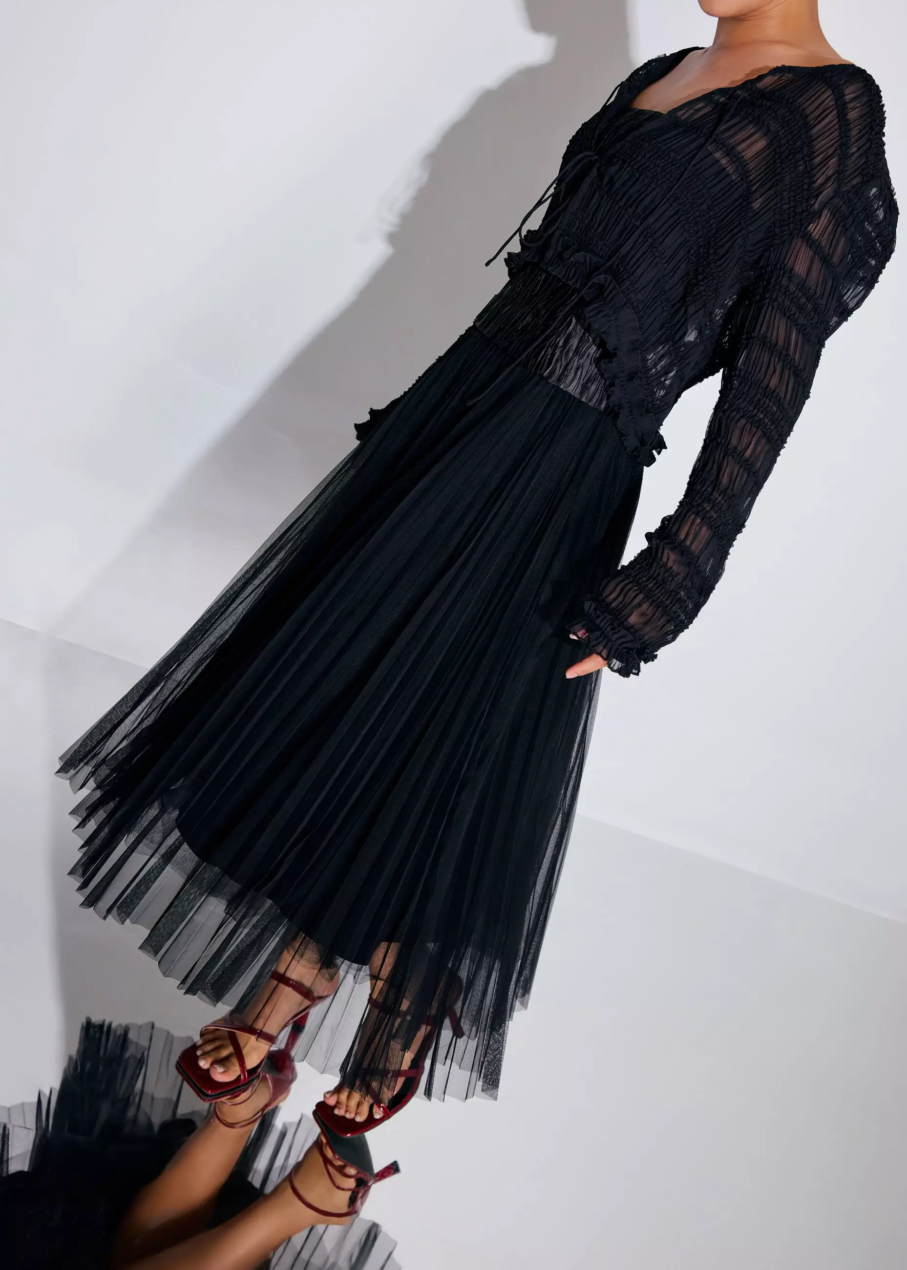 Dress Wanita - Crinkled Tube Fit & Flare Midaxi Dress