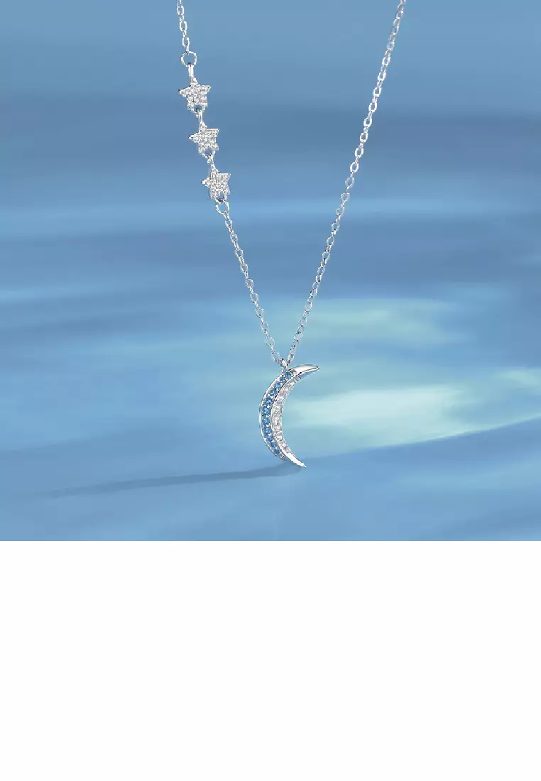 Buy Glamorousky 925 Sterling Silver Simple Fashion Moon Star Pendant
