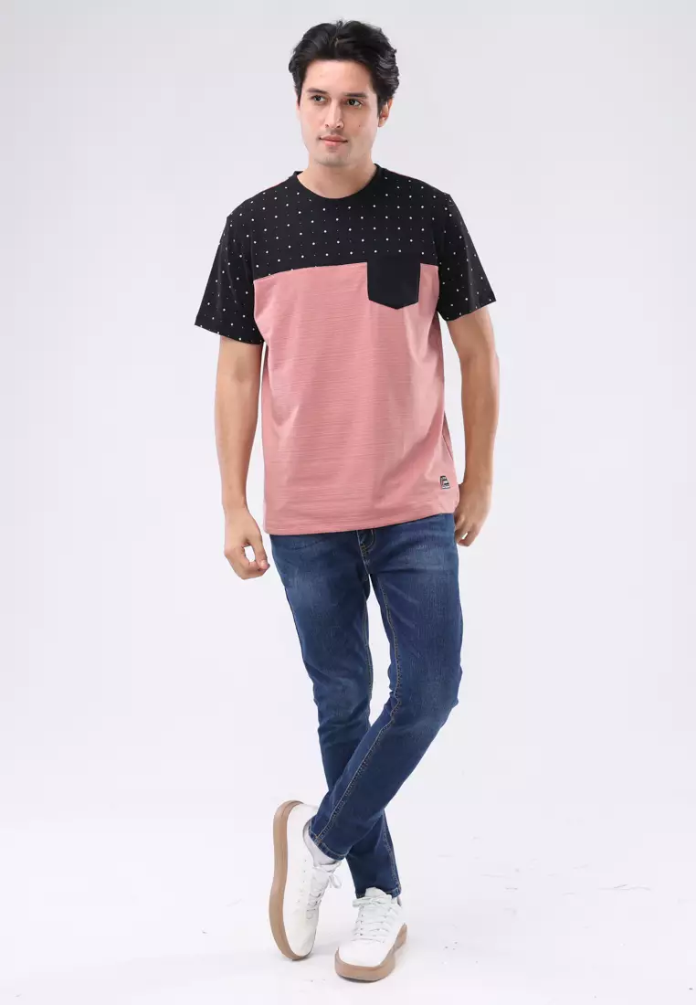 Round Neck Streaky Short Sleeves