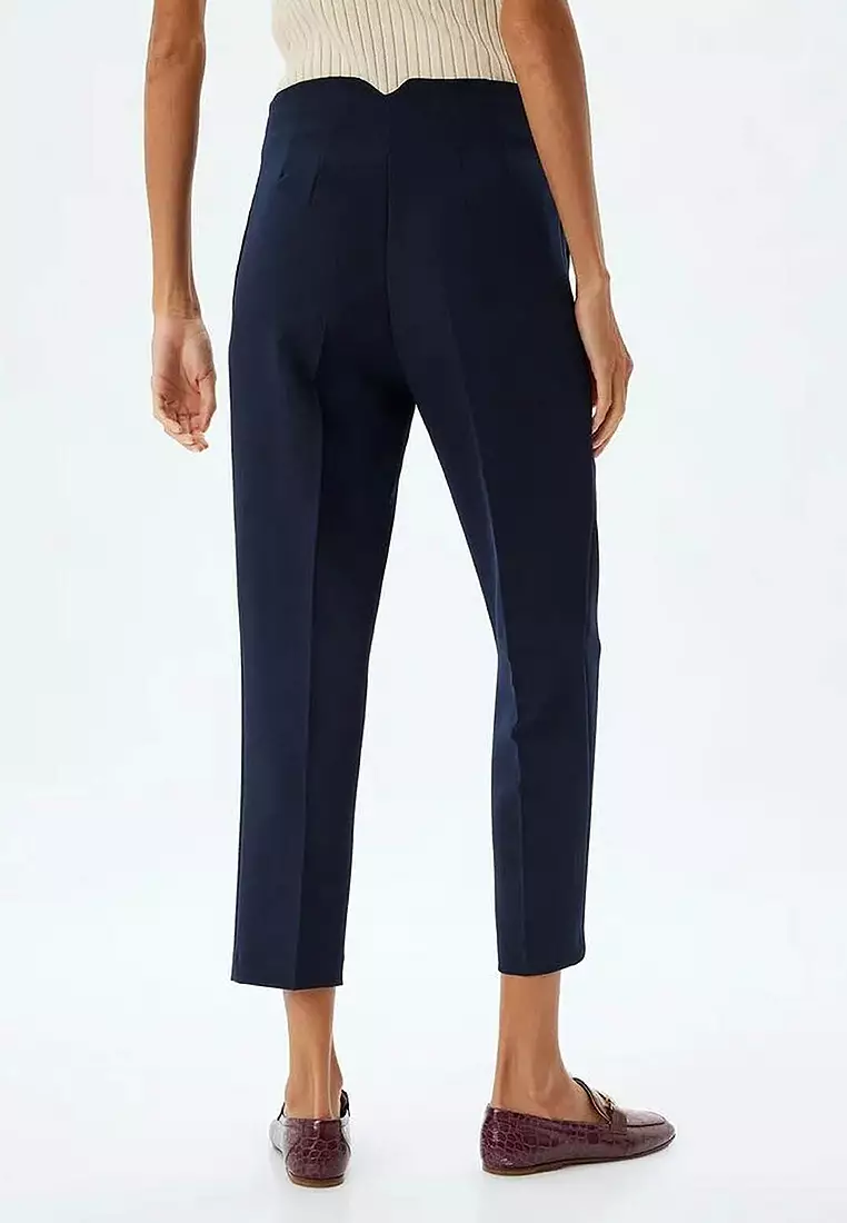 High Waist Pocket Slim Fit Cigarette Pants