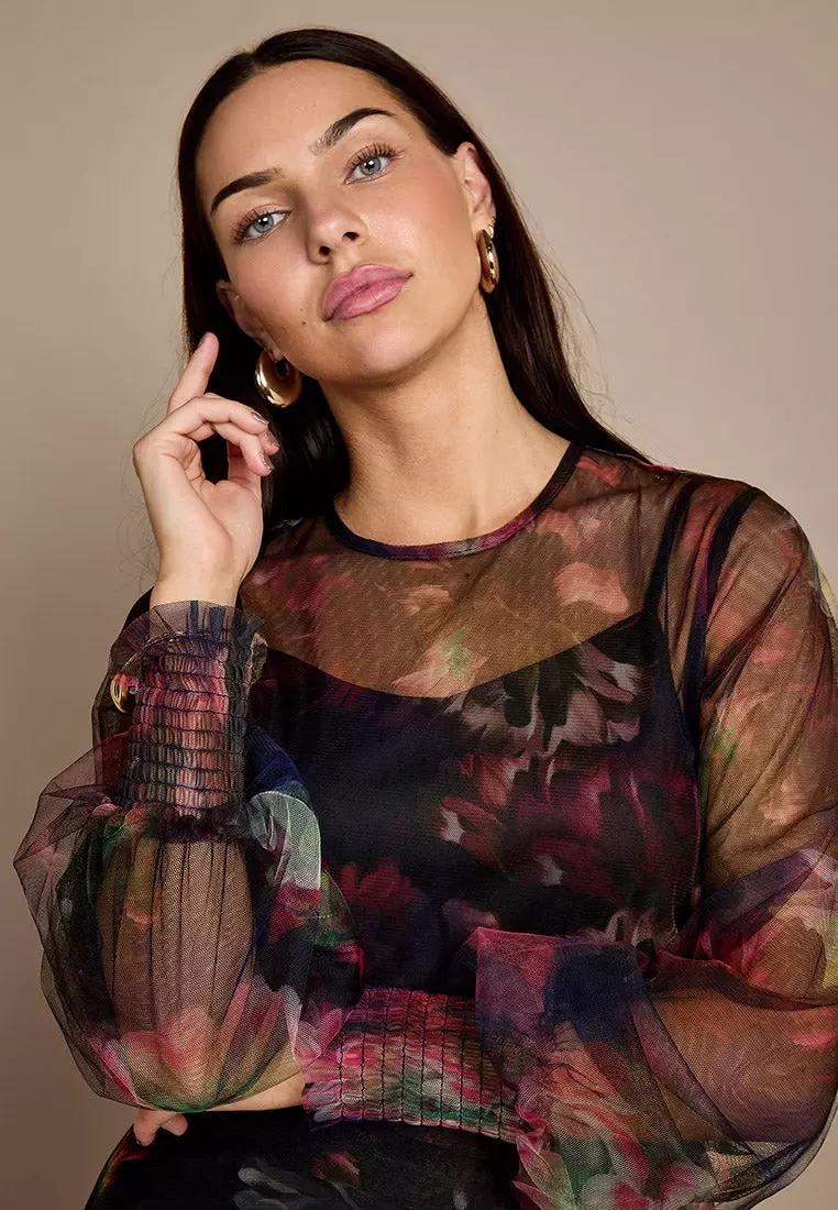GWD Bettina Floral Mesh Knee Length Dress