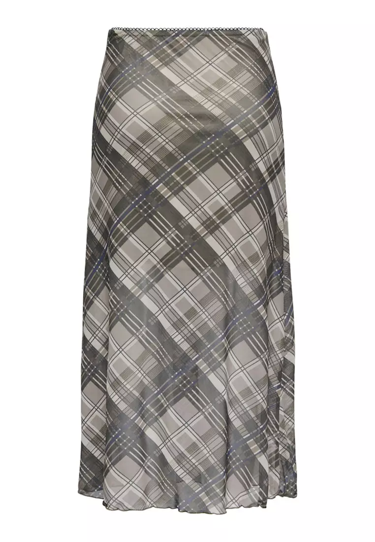 Checked Mesh Skirt