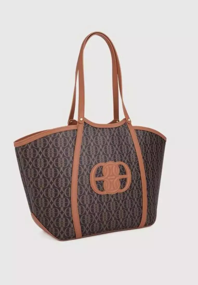 La Luna Monogram Oversized Tote Bag Brown Caramel