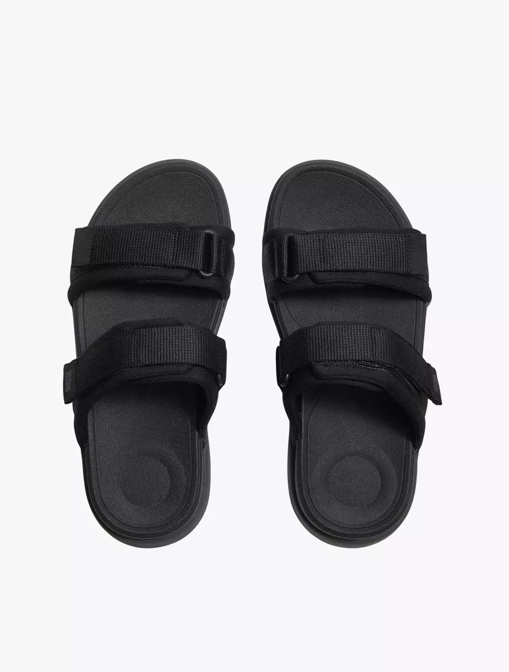 Fitflop F-Mode Go Mens Adj. Padded-Webbing Two-Bar Men's Slides - Black