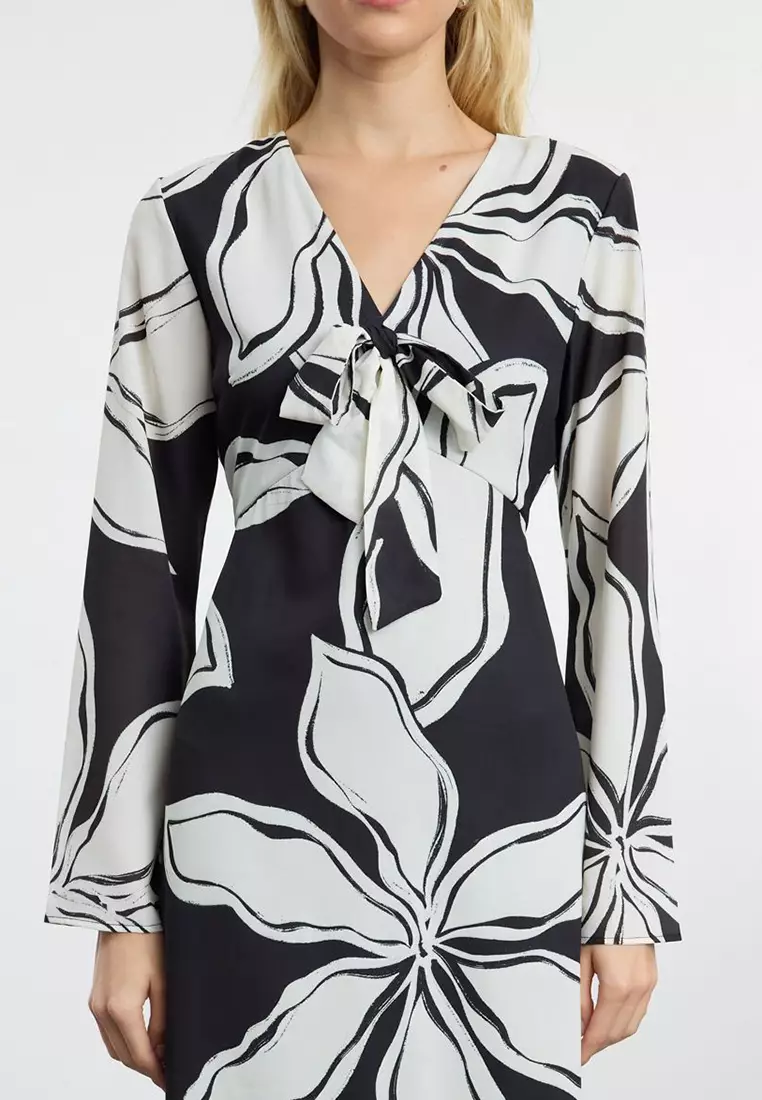 V-Neck Floral Midi Dress