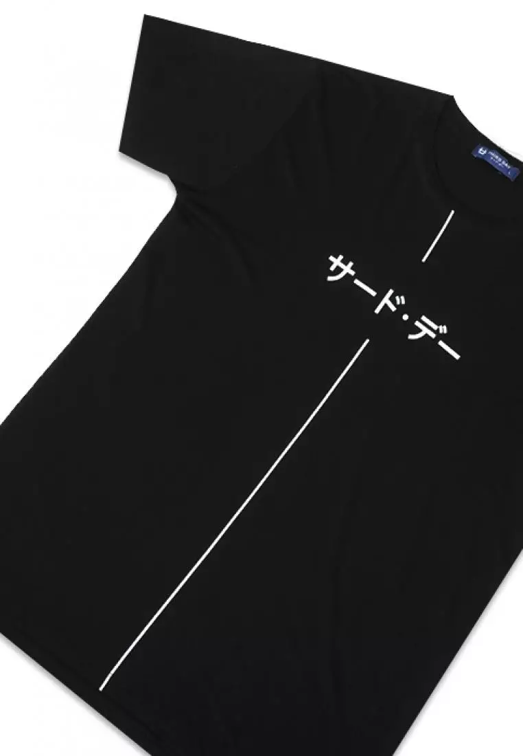 MTF96 Katakana Thin Line Ver Hitam Kaos Pria