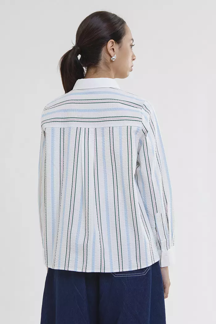 COTTONINK - Atasan Kemeja Wanita Cream Striped Roselle #PreSpringCollection2026