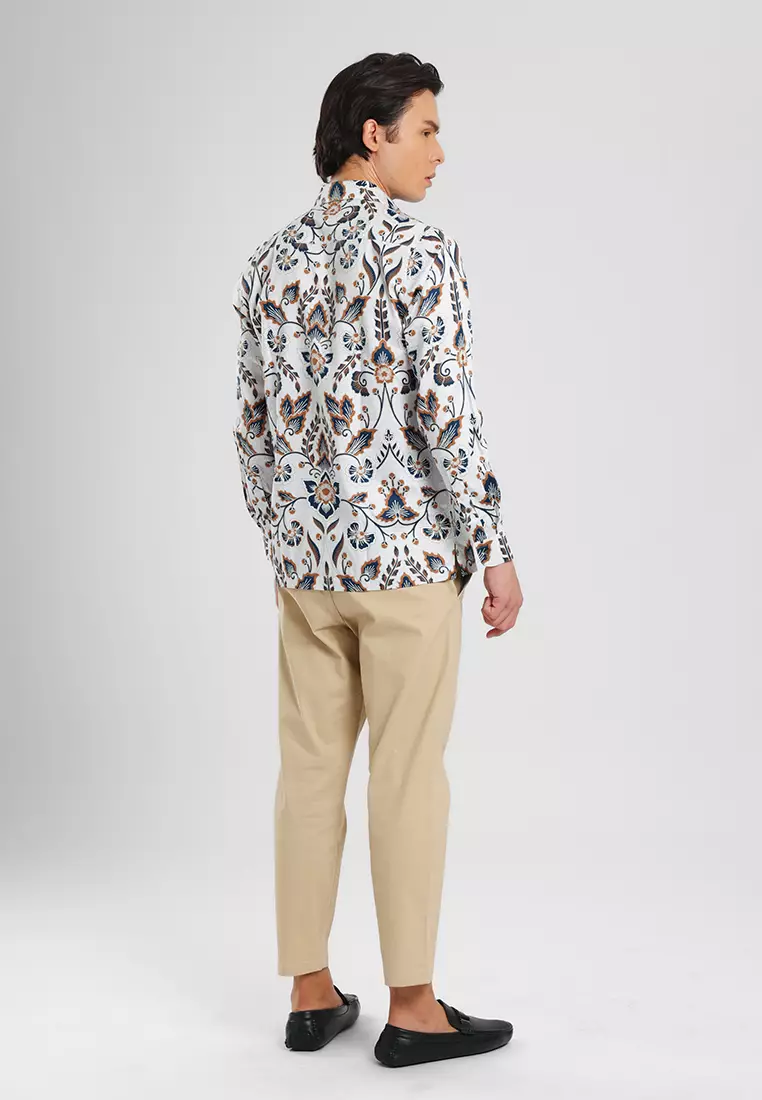 MANZONE - Kemeja Batik Lengan Panjang Manzone Kundala 03 - Beige Warna Beige