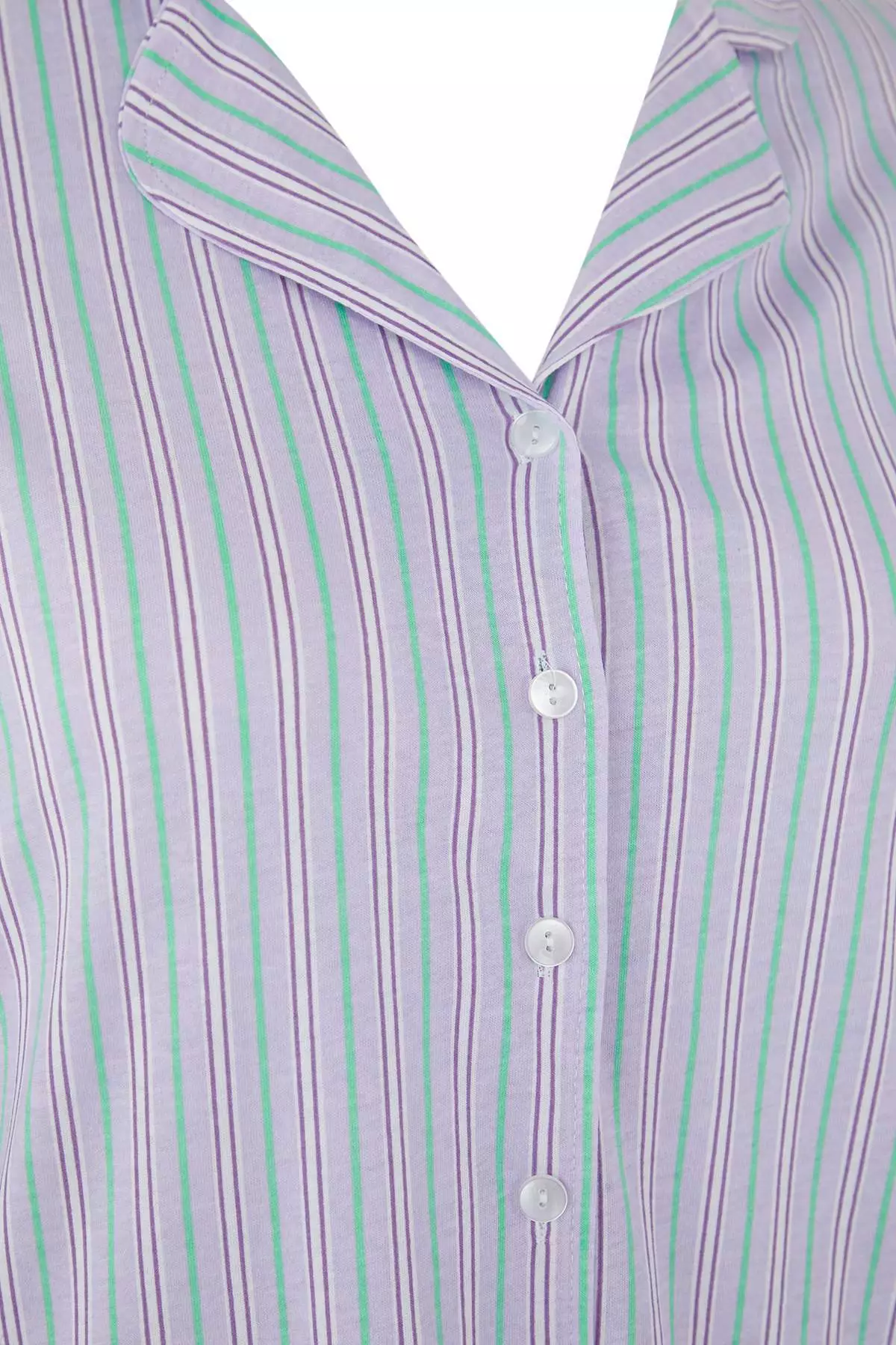 Lilac 100% Cotton Striped Shirt-Pants Knitted Pajama Set Tbbaw26Ai00017