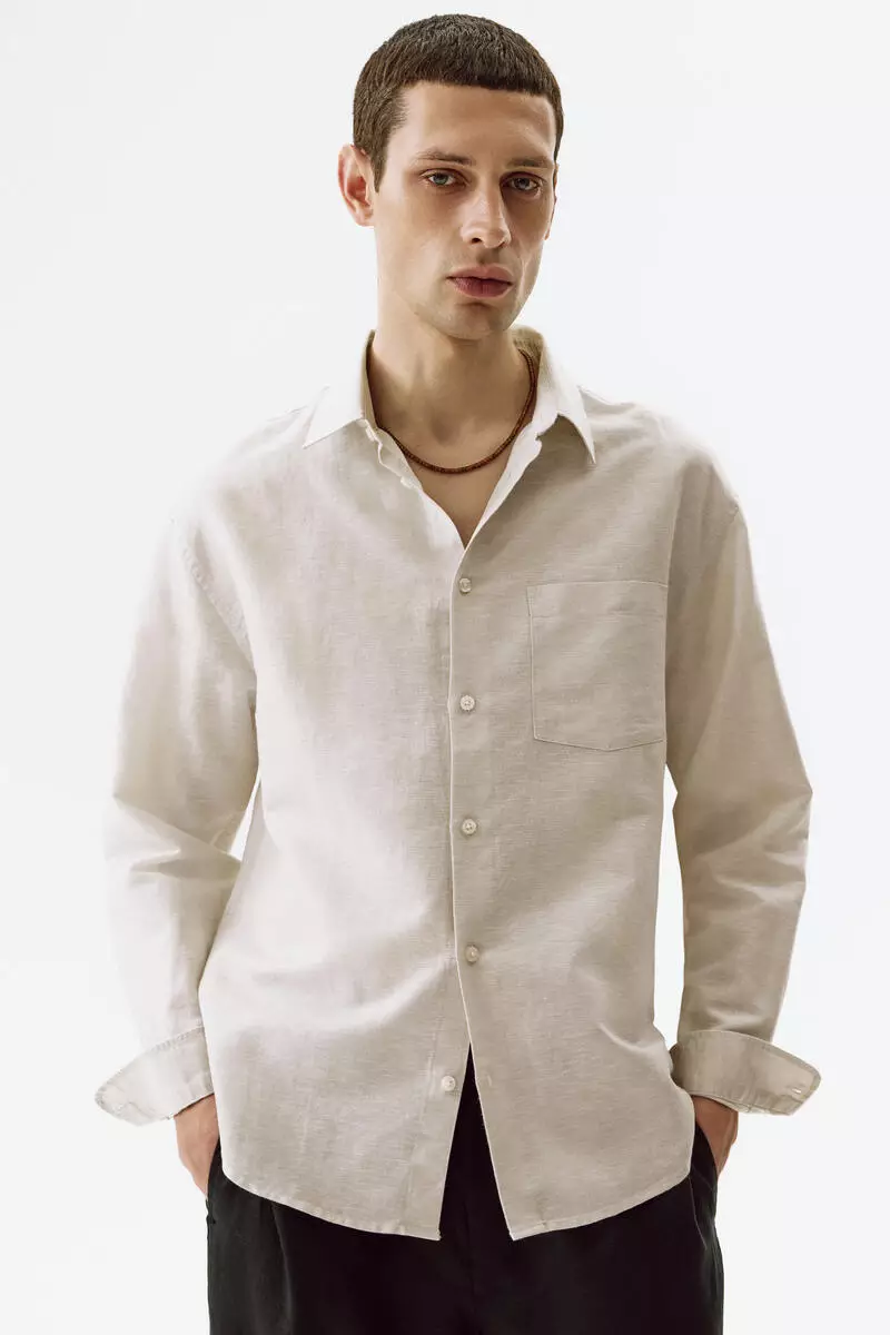 Relaxed Fit Linen-blend shirt