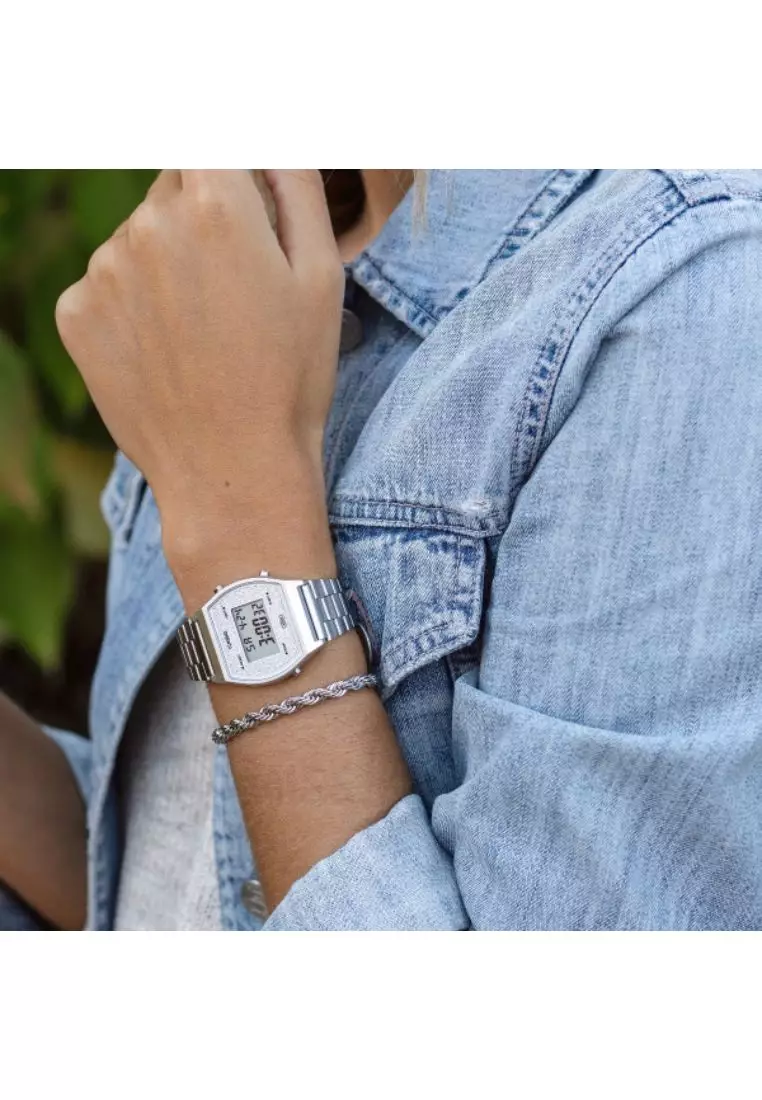 Vintage Digital Women's Watch B640WDG-7 Silver Stainless Steel Band Watch for women