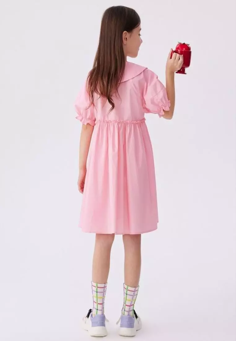 马拉丁女短袖连衣裙粉红色夏季裙