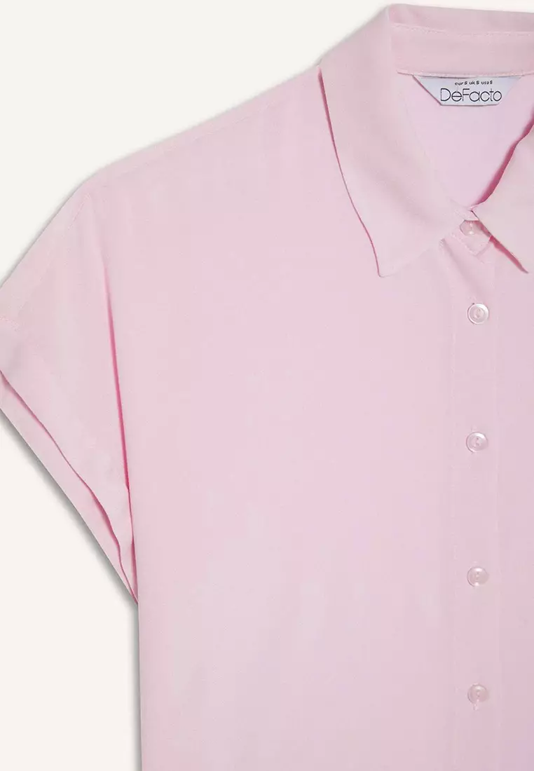 Regular Fit Basic Plain Viscose Short Sleeves Shirt