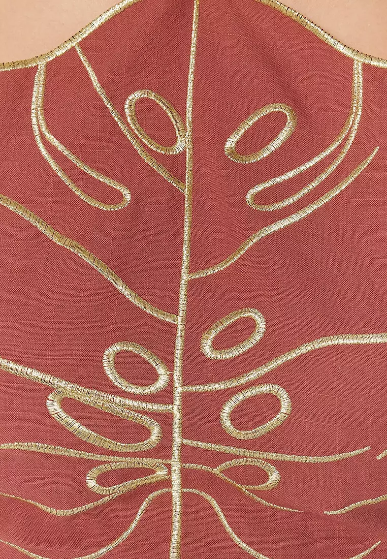 Wrap Embroidery Halter Neck Top