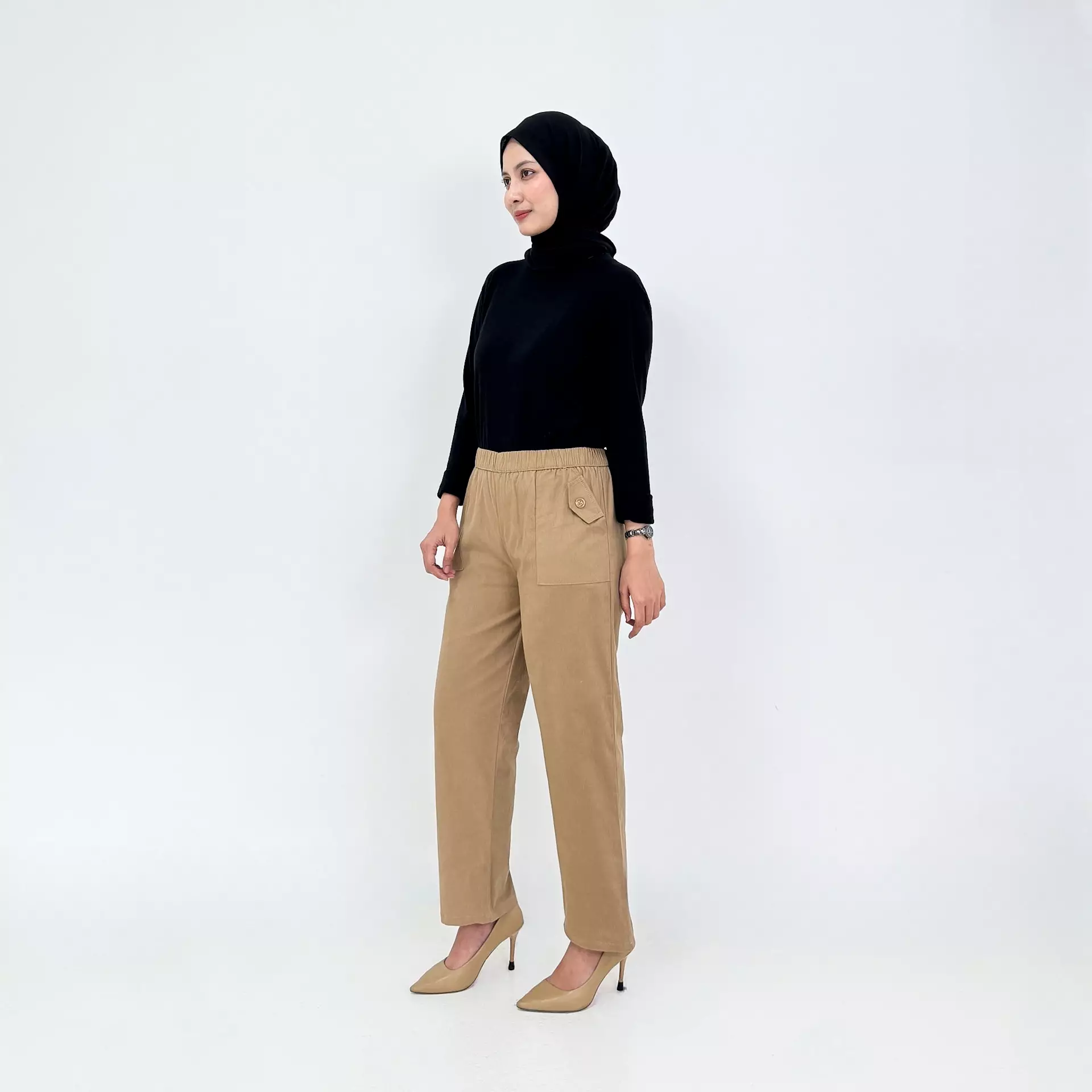 Emy Basic Korean Pants - Celana Panjang Wanita Polos CAPPUCINO
