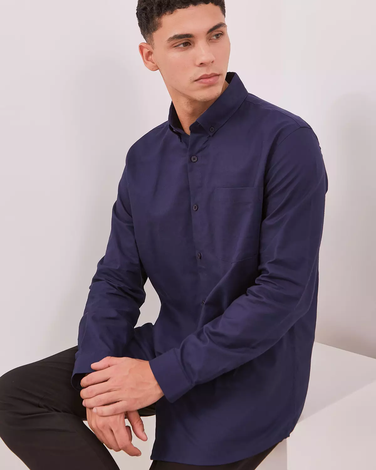 MEN'S NAVY BLUE LONG SLEEVE SHIRT