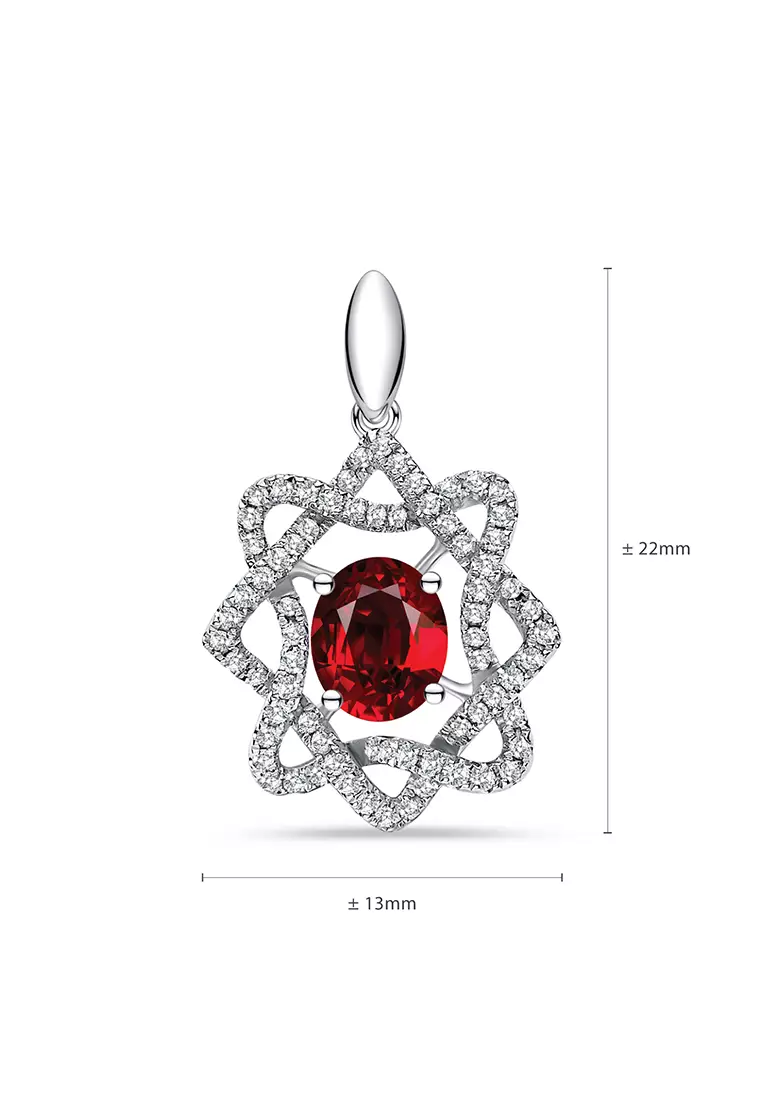 LAZO DIAMOND Entwined Rhombus Ruby and Diamond Pendant in 18k White Gold