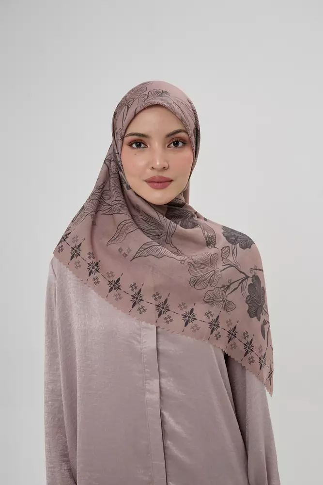 MFMW Twilight Scarf - Kerudung Segi Empat Premium Motif Bunga - Wood