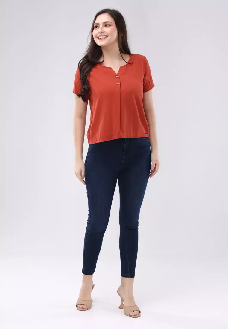 Soft Linen Woven Short Sleeves Blouse