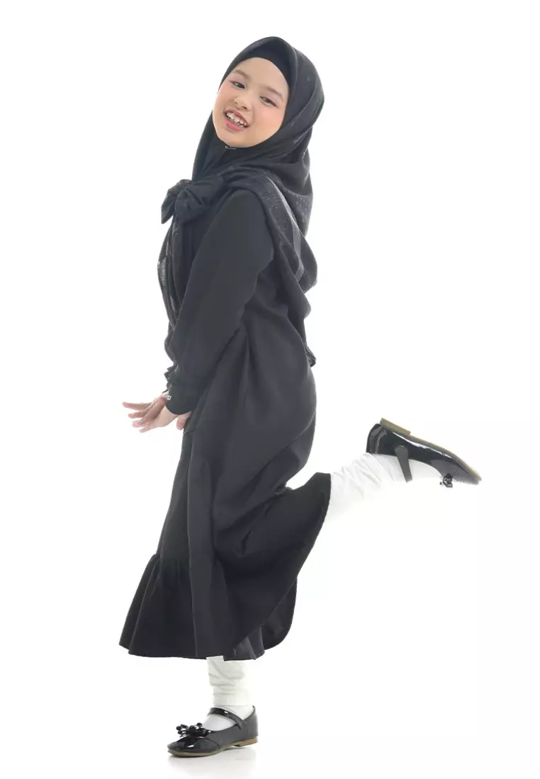 Rabbani - Gamis Dress Muslim Anak Byakta Exclusive Hitam