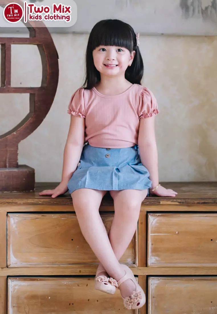 Two Mix - Baju Setelan Anak Perempuan Lucu - Bella One Set Anak Cewek 1-6 Tahun 4380 Dusty Pink