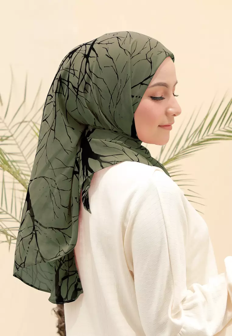 Zelena - Geralyn Printed Hijab | Segitiga Motif - Forest Green