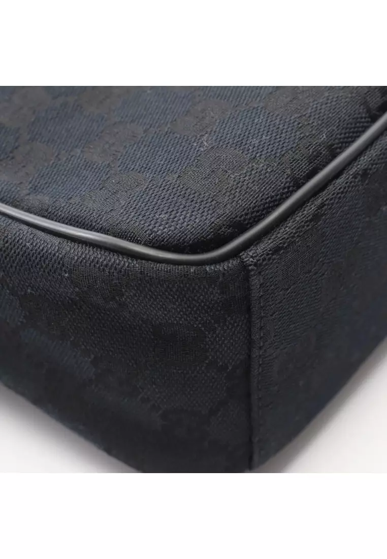 Pre-Loved Gucci GG canvas Shoulder bag canvas leather black
