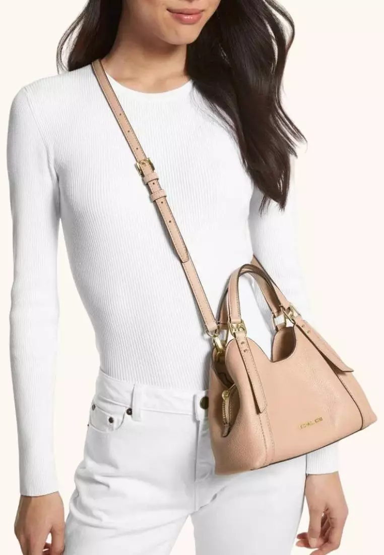 Michael Kors Arlo Small Pebbled Leather Crossbody Bag Buff