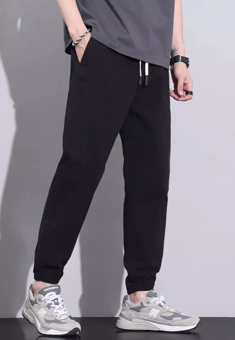 繫繩修腰束腳長褲