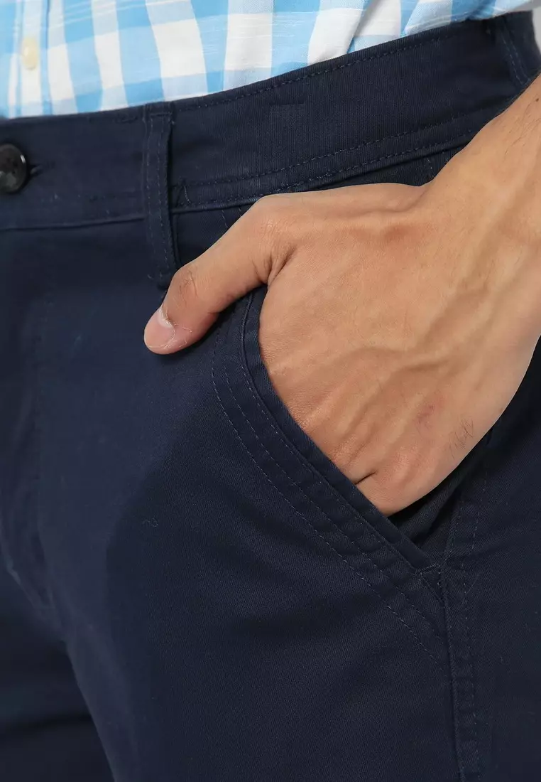 POLICE Celana Cargo Panjang Biru Tua Slim Fit Pria