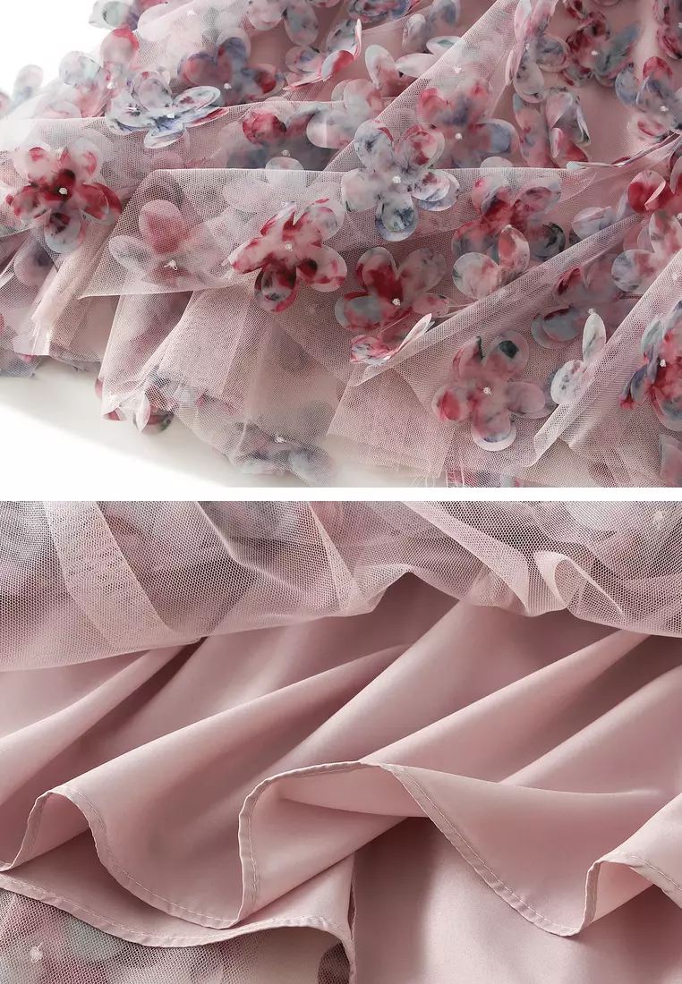 Twenty Eight Shoes Heavy-Embellished 3D Floral Tulle Skirt AF-1913