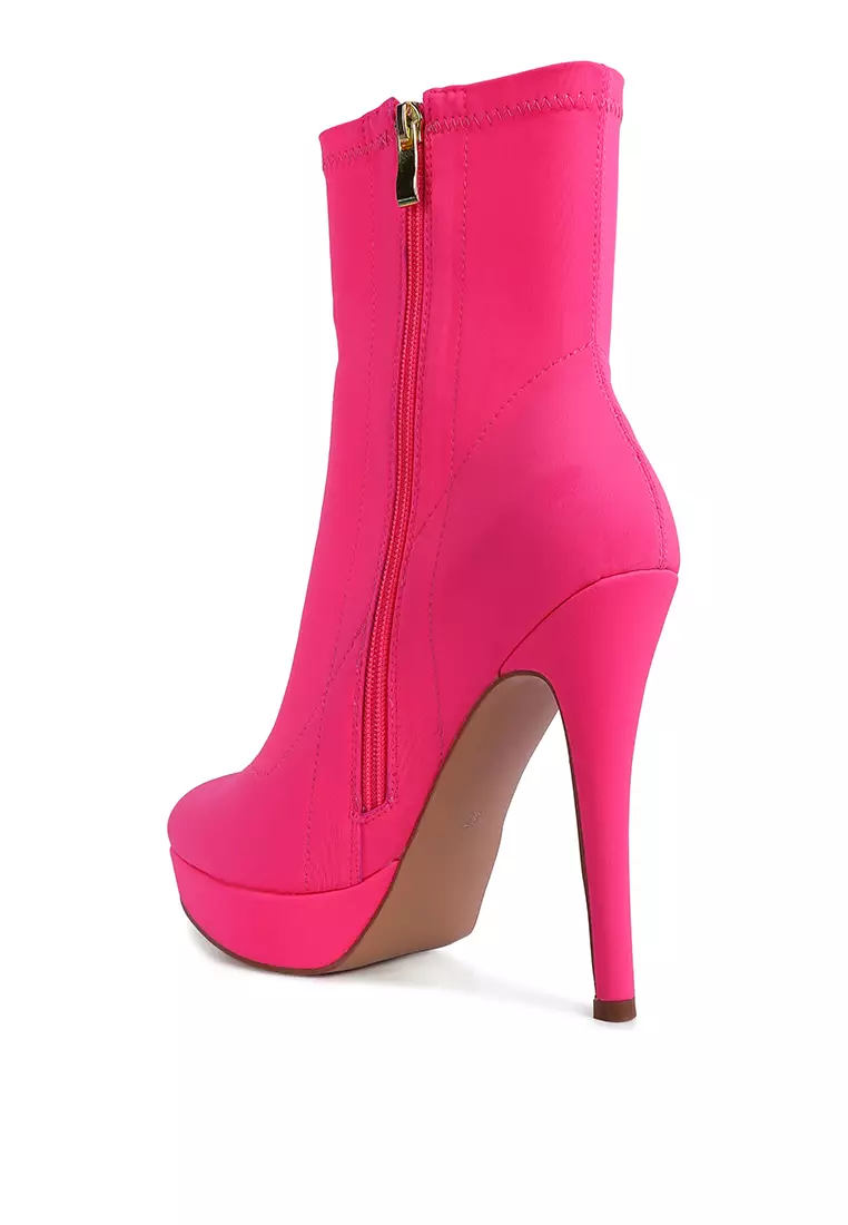 Buy London Rag Fuchsia High Heeled Lycra Ankle Boot 2025 Online