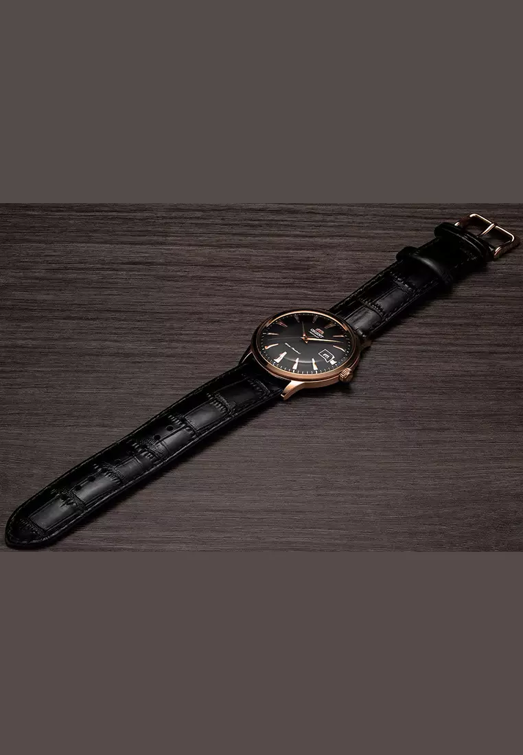 Orient Bambino Automatic - Jam Tangan Analog Pria - Rosegold - Black Leather Strap - FAC00001B0