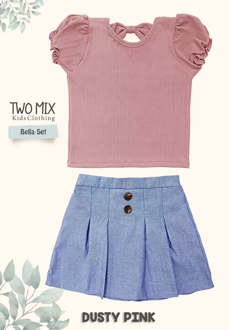 Two Mix - Baju Setelan Anak Perempuan Lucu - Bella One Set Anak Cewek 1-6 Tahun 4380 Dusty Pink