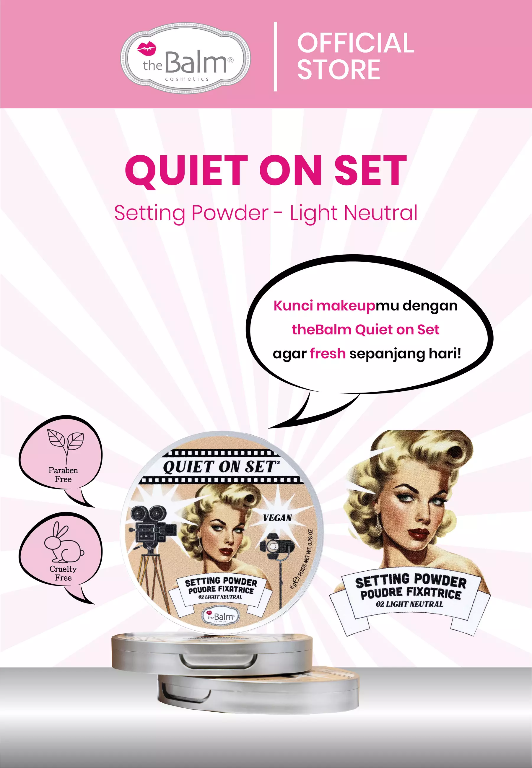 theBalm Quiet On Set Setting Powder - 02 Light Neutral