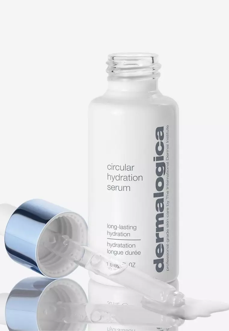 circular hydration serum with hyaluronic acid, deeply hydrates and replenishes