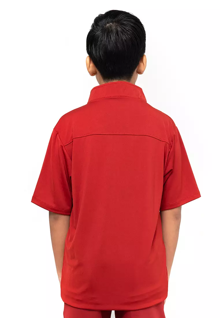 Flexzone Sport Collar Shirts Kids Teen DC Comics The Flash Maroon