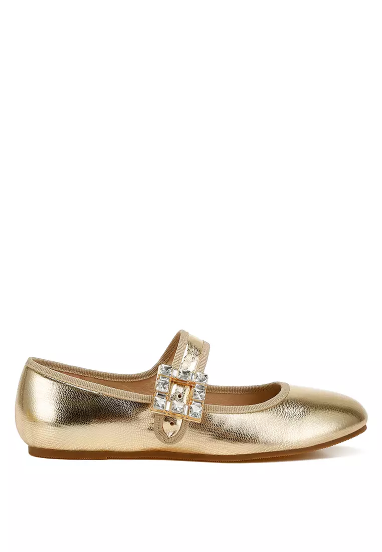 Discount on Rag & CO.  shoes - SKU: Brooch Mary Jane Sandals in Gold