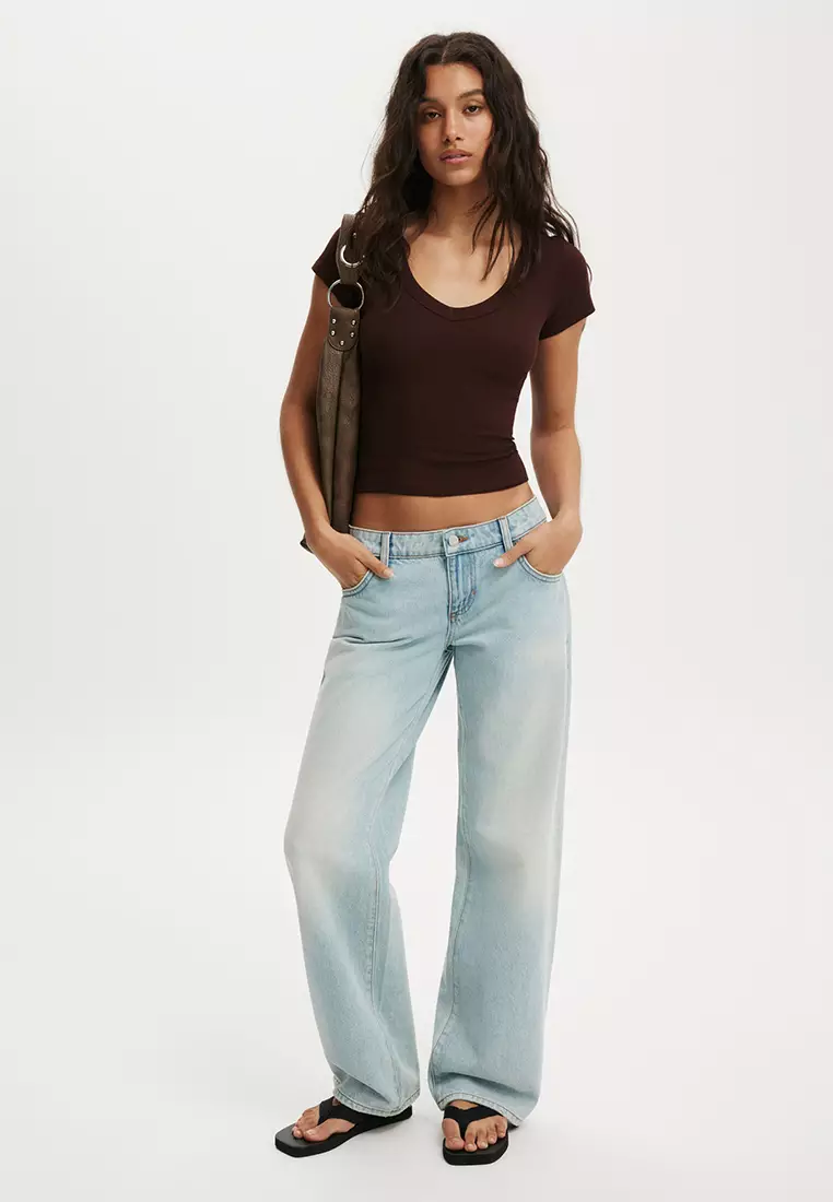 Goldie Rib V-Neck Short Sleeves Top