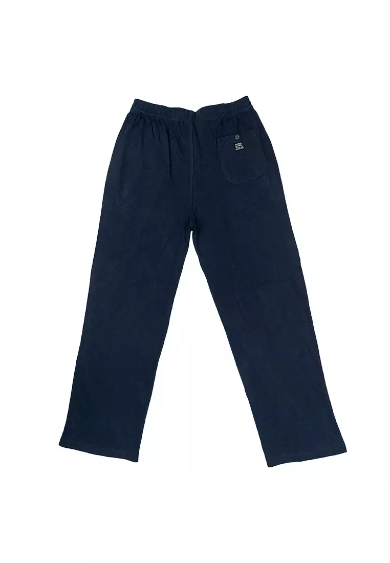 Plus Size Forest 100% Cotton Knitted Plain Long Pants - 10603-33Navy