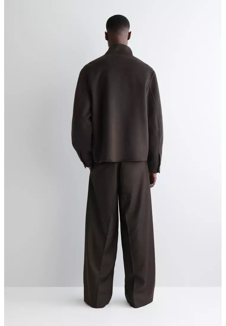 DOUBLE-FACED WOOL FUNNEL NECK JACKET